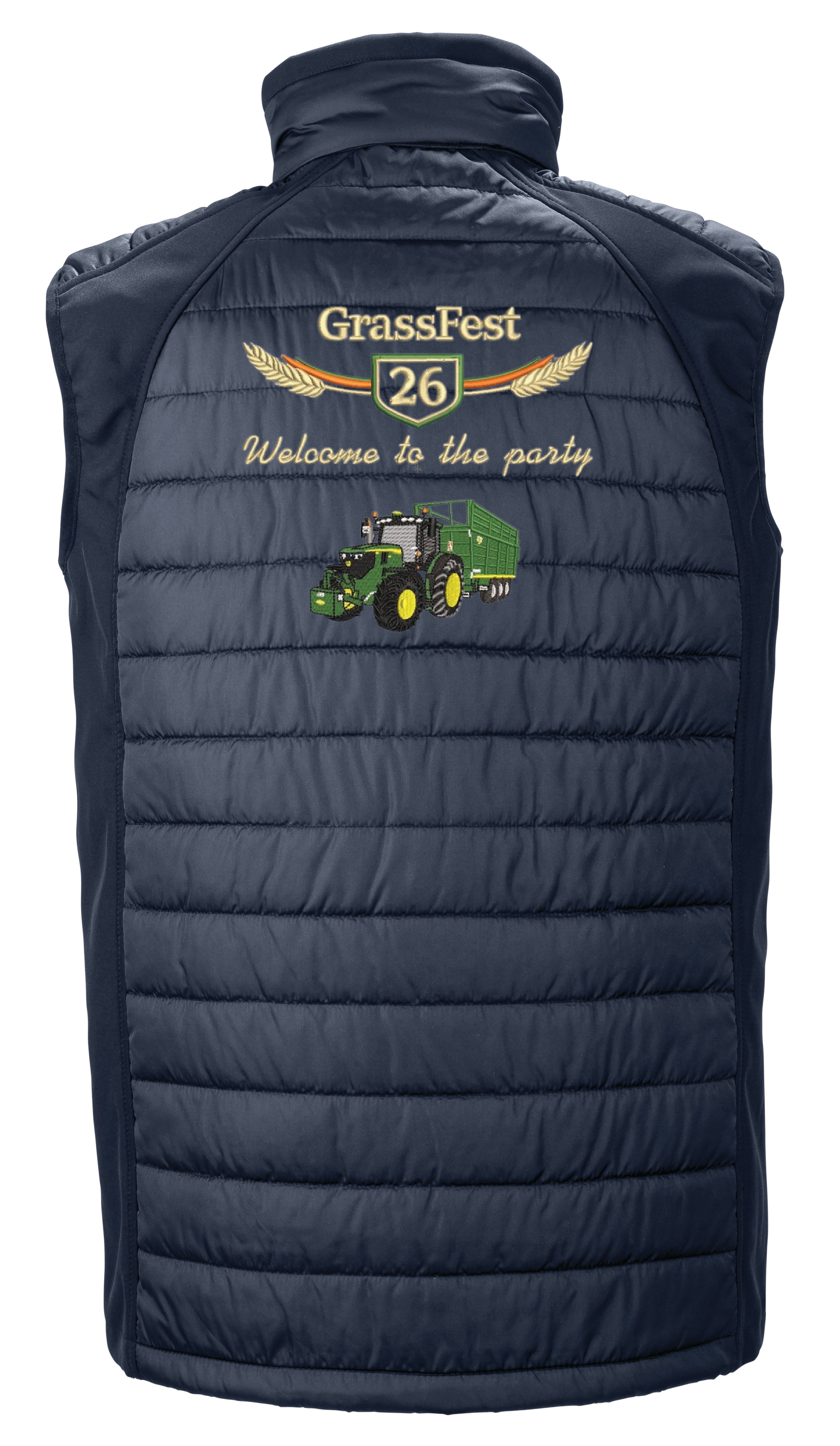 Grass Fest 26 Silage Trailer Sean Collins Padded Gilet Navy – Sean