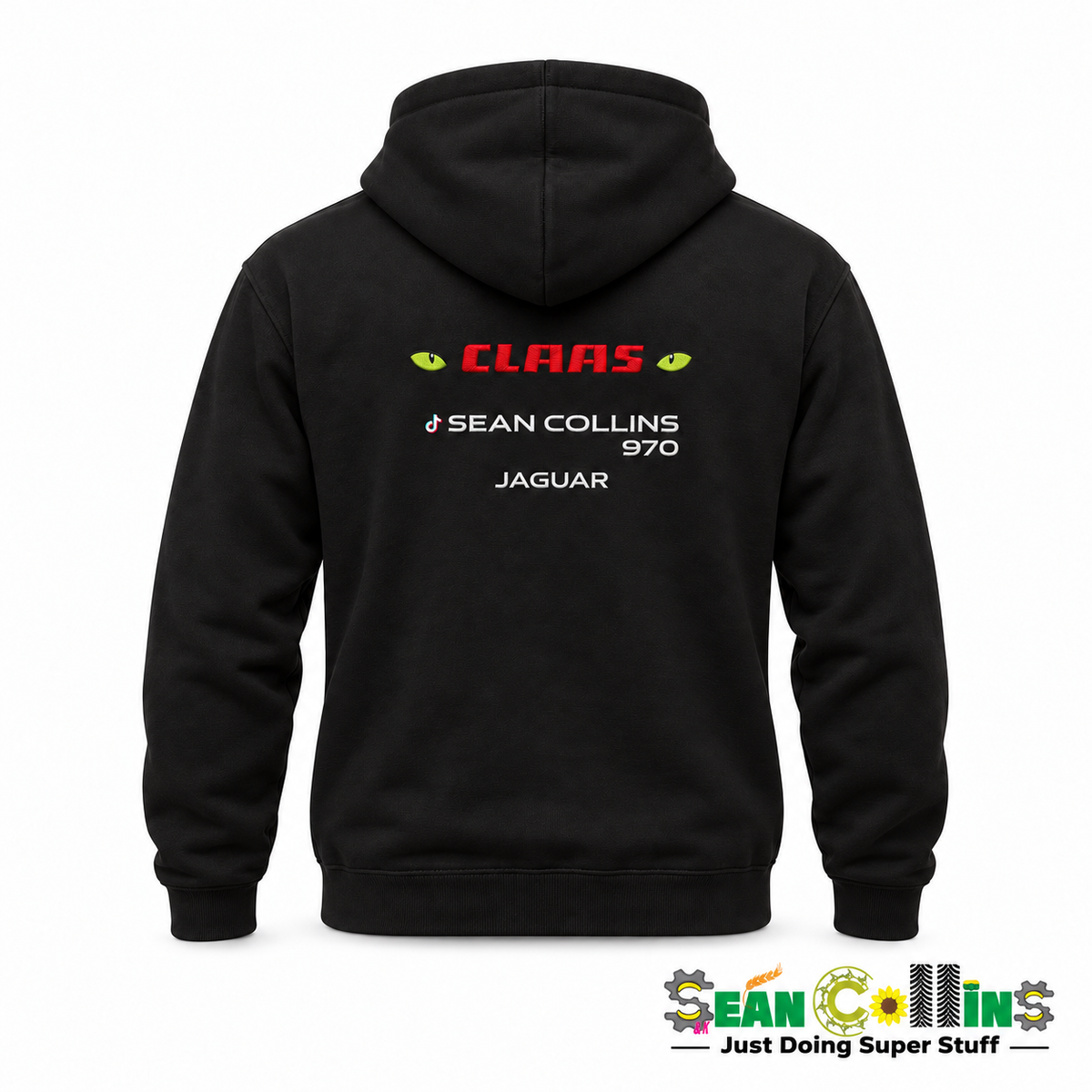 Sean Collins black embroidered hoodie – back view