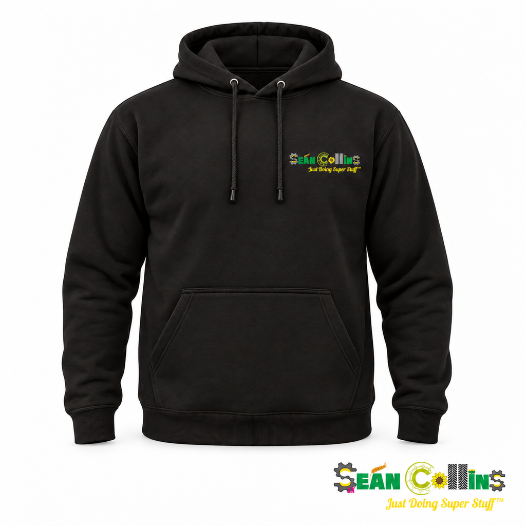 Sean Collins black embroidered hoodie – front view